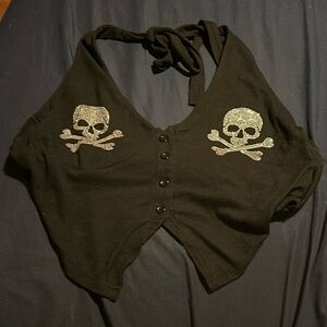 (UNWORN) Bedazzled Skull Bikini Top